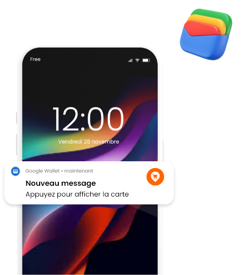 Image d'un téléphone portable ayant reçu une notification google wallet