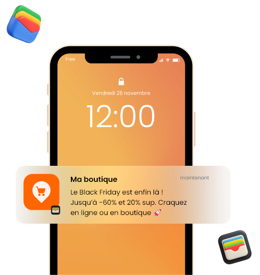 Notification de campagne wallet sur écran de téléphone verrouillé
